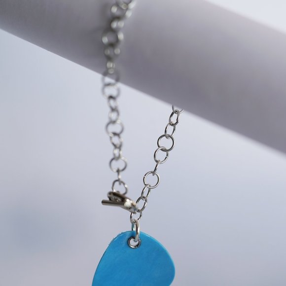 Blue Vinyl Record Guitar Pick Bracelet - Picture 2 of 2